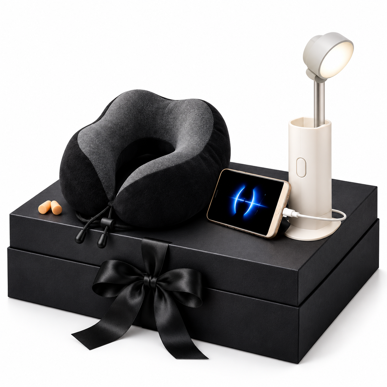 Tech Combo 01 – Travel Neck Pillow + Creative Desk Lamp with Gift Box